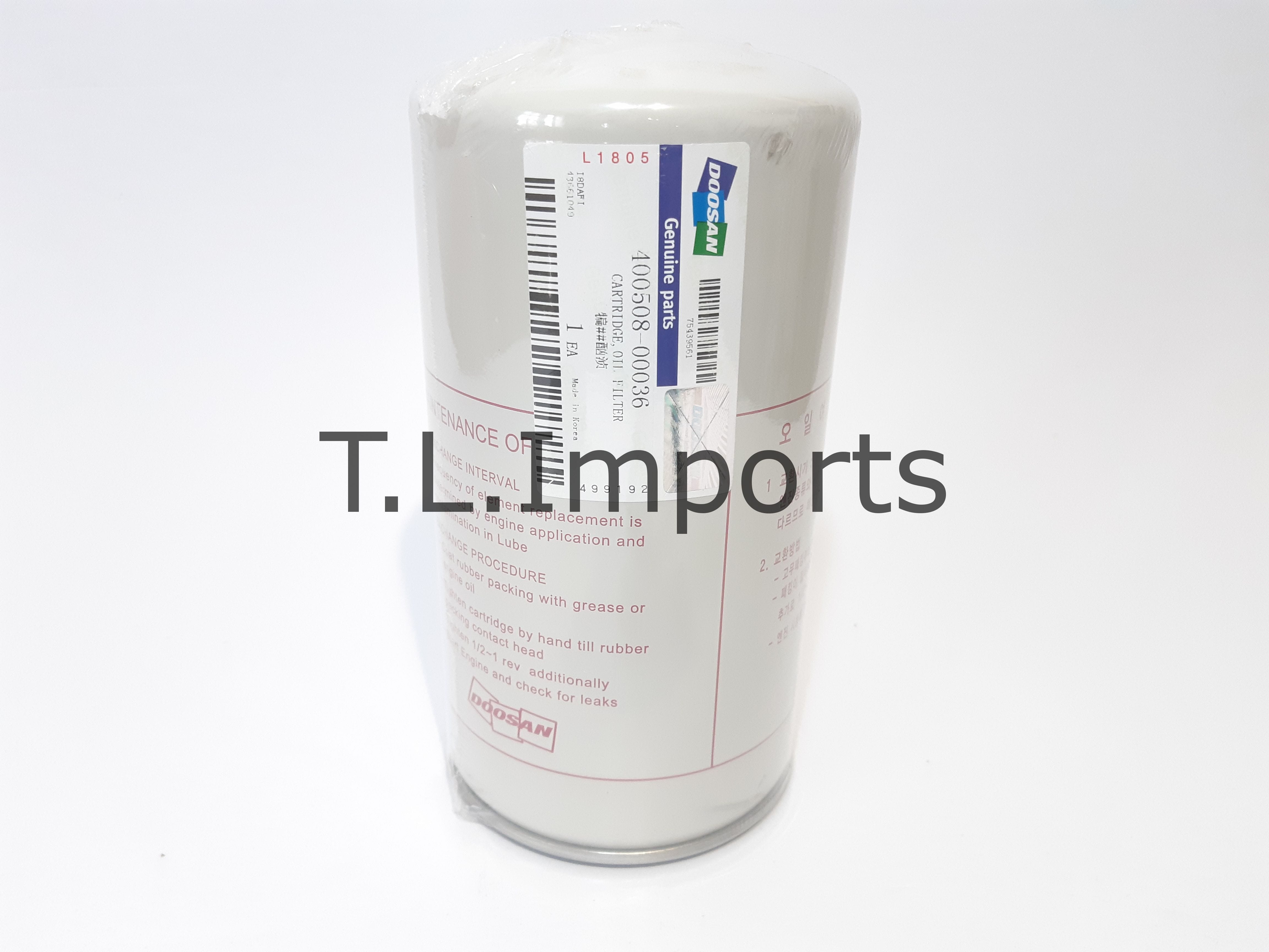Doosan Cartridge Oil Filter - 400508-00036 and 65.05510-5032A Doosan Cartridge Oil Filter - 400508-00036 and 65.05510-5032A